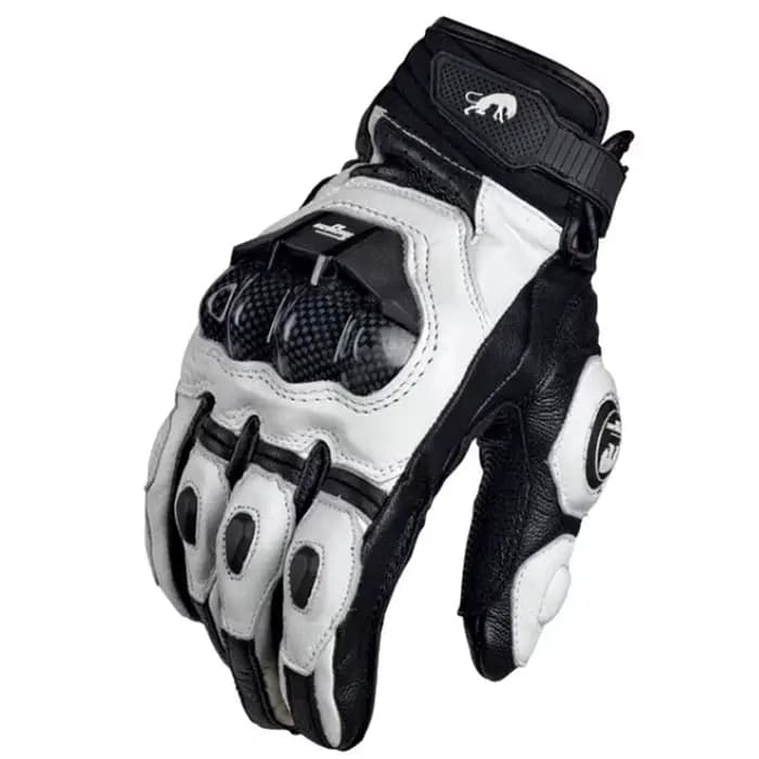 Gants de moto noirs de course en cuir véritable