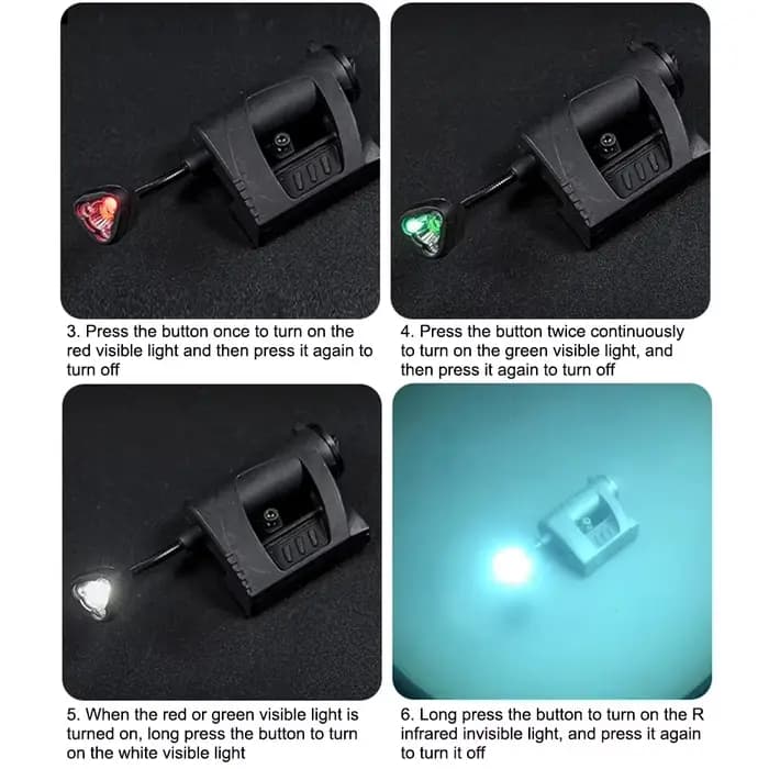 Lumière de casque tactique 3 Modes lampe de poche LED éclairage de nuit extérieur pour la chasse Laser militaire