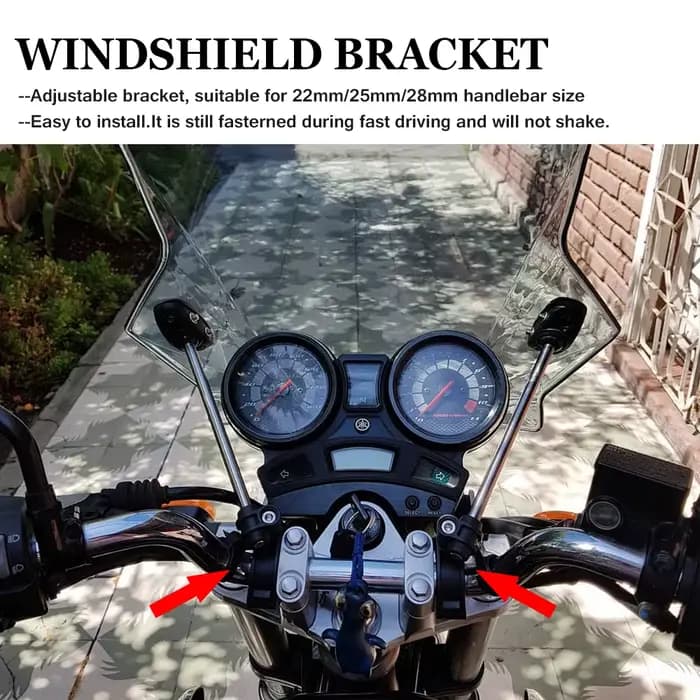 Kit de support de montage de pare-brise de moto réglable universel vélo de rue 22MM 25MM 28MM carénage de guidon