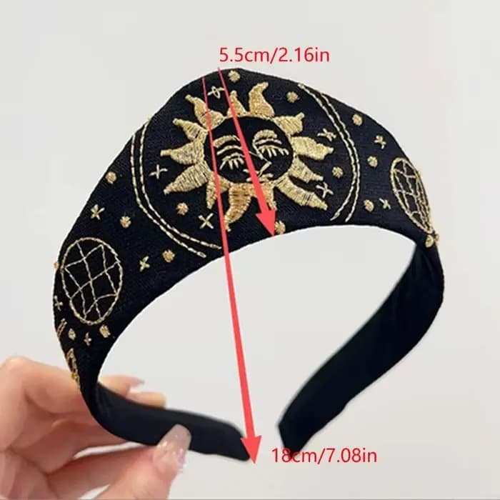Accessoire pour cheveux brodé avec large panneau en tissu pour le fête, les photos les tenues Y08E