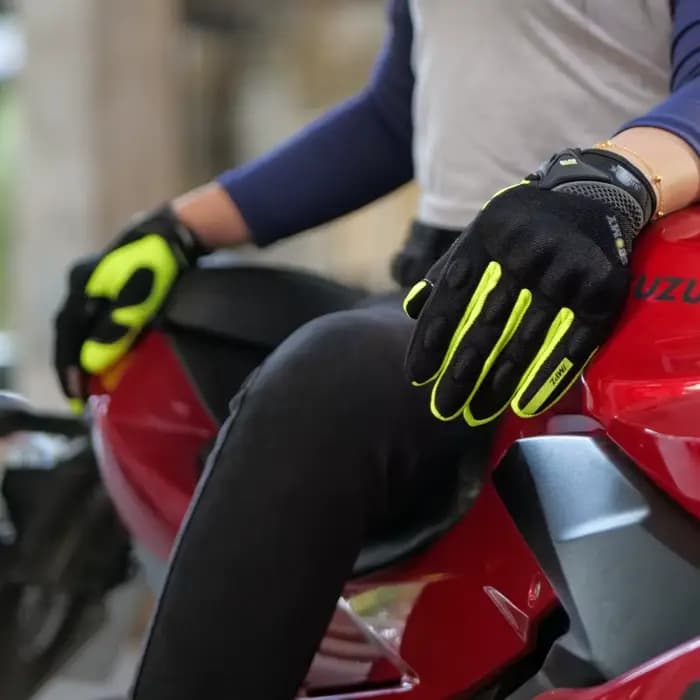 Gants de course respirants à doigts complets pour moto