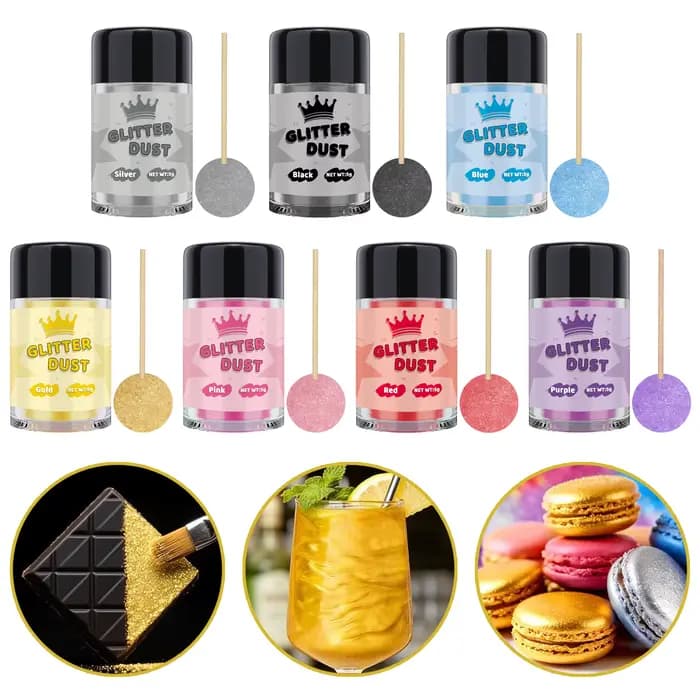 Poudre de paillettes, paillettes pour boissons, fournitures pour la décoration de biscuits, cocktails, pâtisserie, chocolats, accessoires et outils de décoration pour gâteaux et bonbons