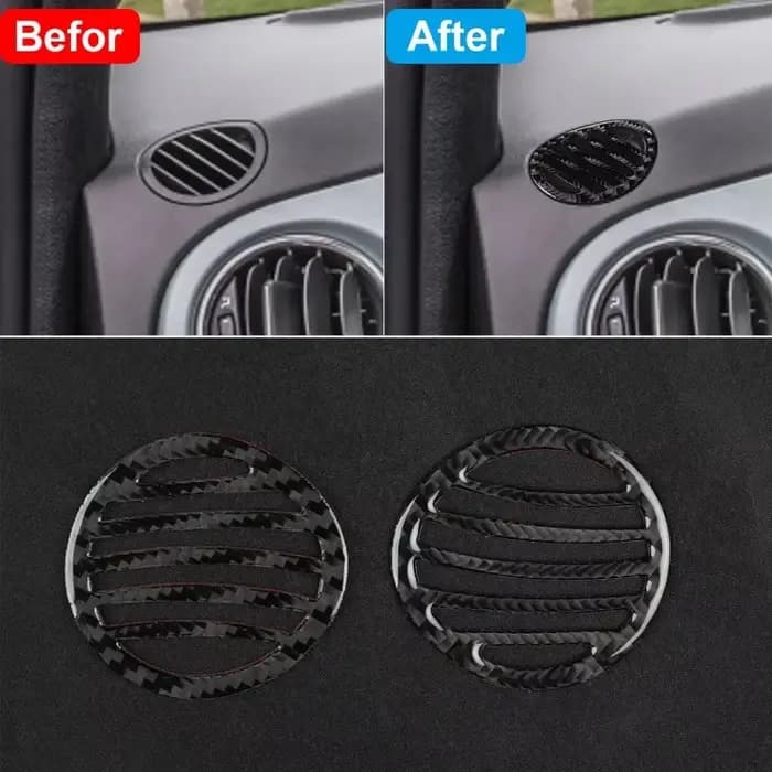 Autocollants d'accessoires en Fiber de carbone, 2 pièces, accessoires de ventilation automobile adaptés à la Fiat 500 2012 2013 2014 2015, accessoires de ventilation originaux