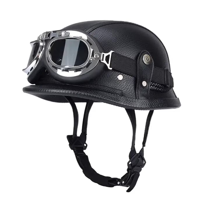 Casque de Moto Demi-Ouvert en Cuir PU