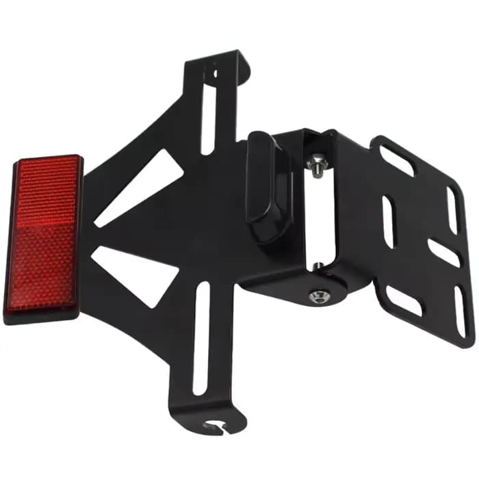 Accessoires de modification de moto : Support de plaque d'immatriculation multifonctionnel réglable avec éclairage LED arrière