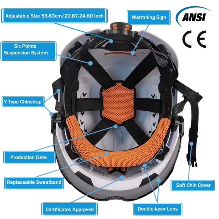 Casque de sécurité CE ANSI avec double visière coulissante et ventilation