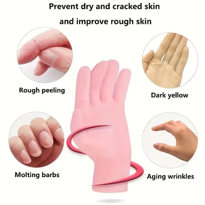 Lot de 2 gants hydratants en Silicone, exfoliants pour prévenir les mains sèches et laisser les mains, outil de soin des mains lisses et doux