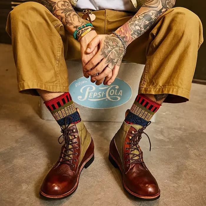 Bottes de moto courtes faites à la main pour hommes