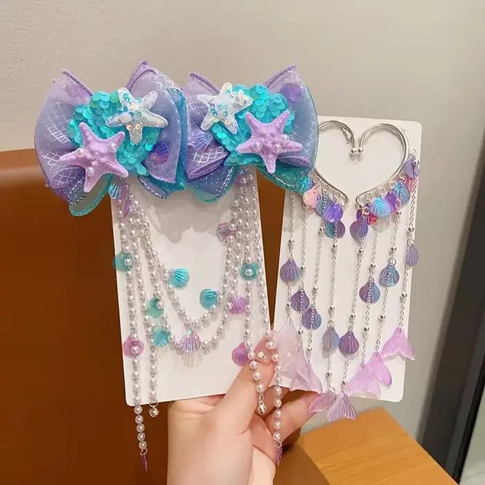 Bébé filles mignon sirène princesse perle gland arc front chaîne pince à cheveux enfants cheveux accessoires filles Super pince à cheveux TM04