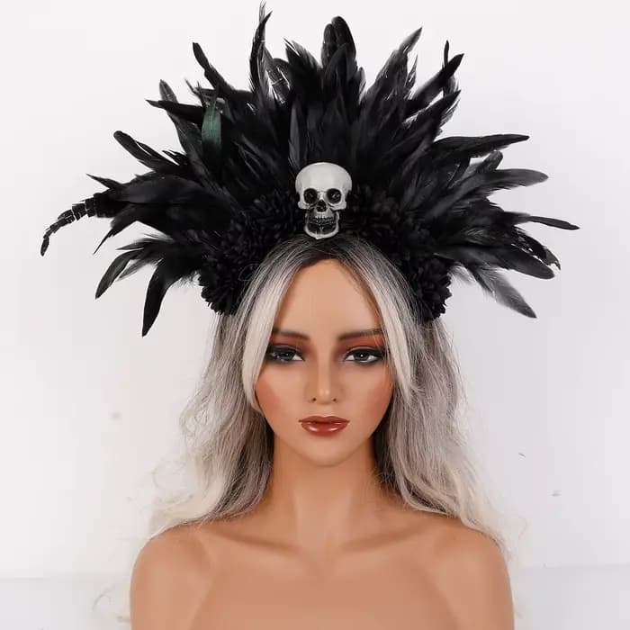 Accessoires de mascarade de carnaval, accessoires de coiffure en plumes de fleurs artificielles, bandeau surdimensionné, accessoire de Costume de photographie