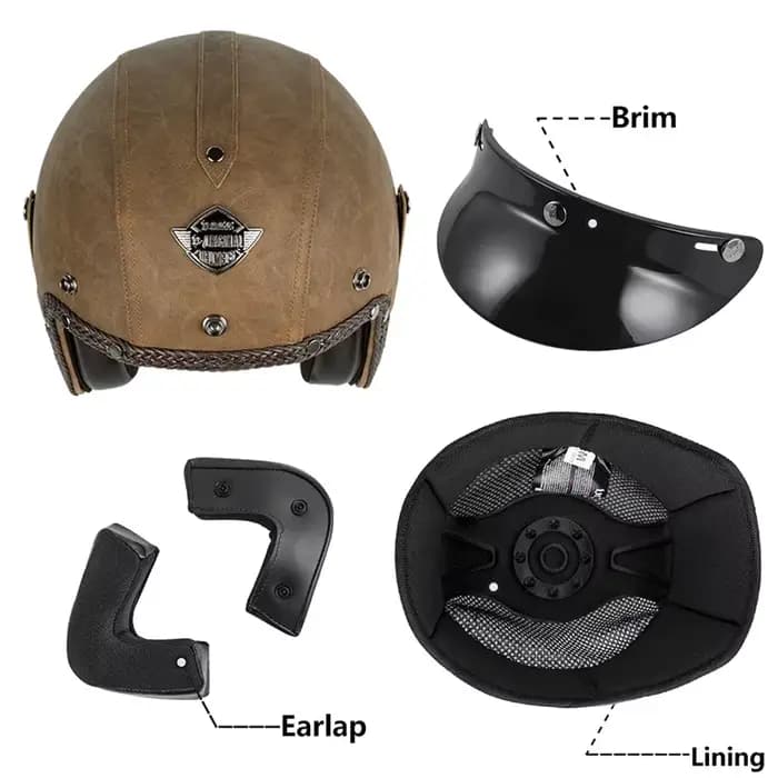 USalle de bain OSE-Casque de moto rétro en cuir PU