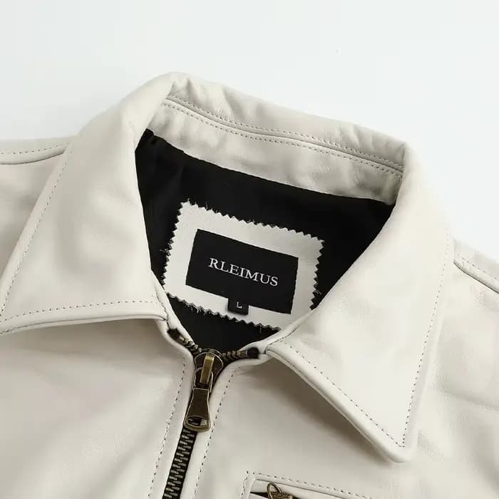 Veste de motard en cuir de vachette véritable pour homme