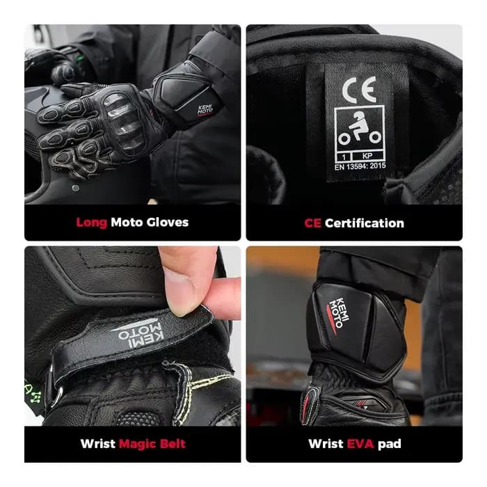 KEMITOUR gants de Moto en cuir