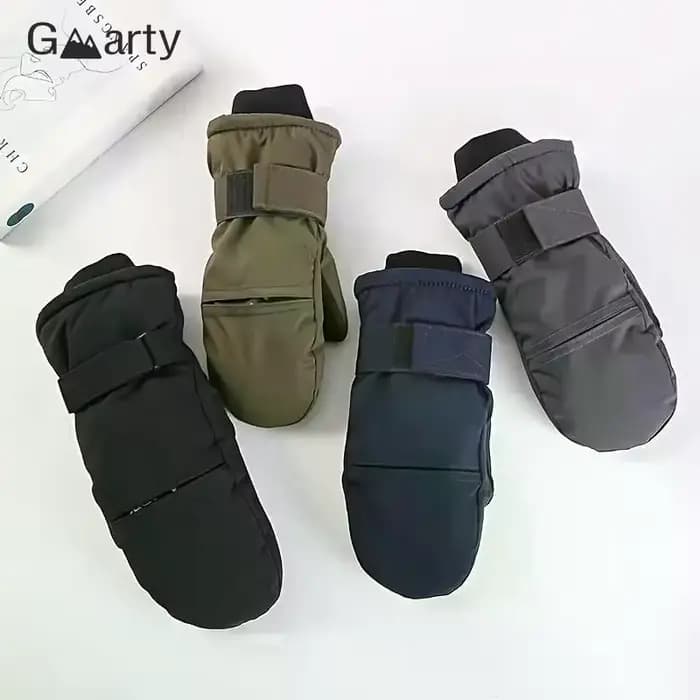 1 paire de gants d'hiver doublés en polaire avec manchette étendue