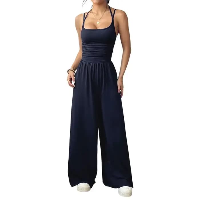 Combinaison décontractée 2026, style simple, combinaisons pour femme, pantalon large et ample, vêtements pour femme, vêtements de maison, sans manches, bretelles fines