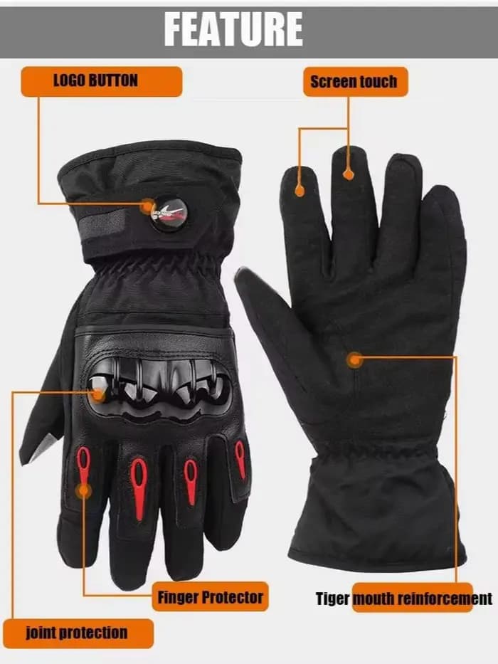 Gants de course de Moto imperméables coupe-vent hiver chaud en cuir cyclisme vélo résistant au froid