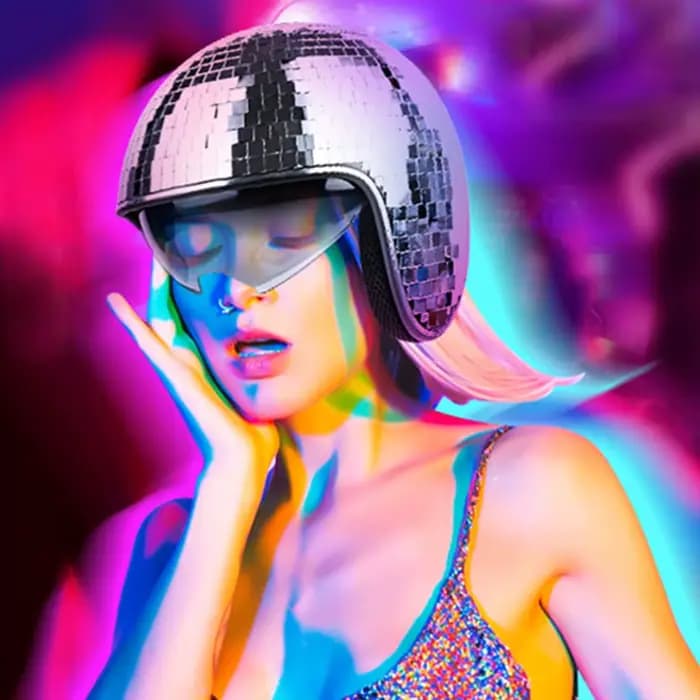 Casque Disco Doré Argenté Effet Miroir Pailleté avec Visière Rétractable – Chapeau de Costume Punk pour Fêtes et Décorations de Bar