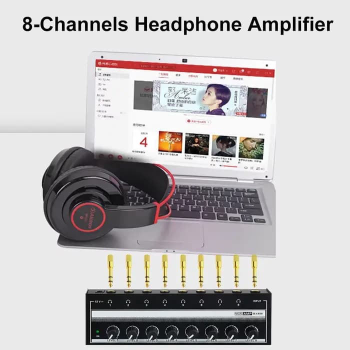Amplificateur de casque 8 canaux amplificateur Audio stéréo AMP Mini amplificateur Portable Ultra-Compact avec bouton rotatif prise Jack 6.35mm