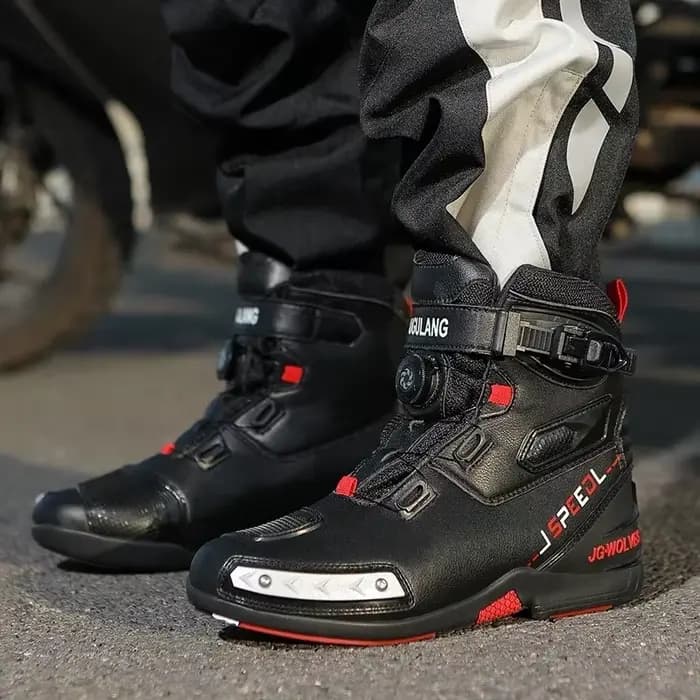 Bottes de moto en cuir pour hommes