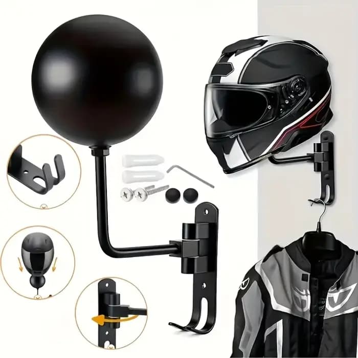 Support de casque de moto pivotant à 180° ° Étagère murale