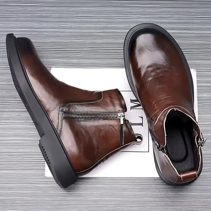 Bottines Chelsea en cuir véritable pour hommes