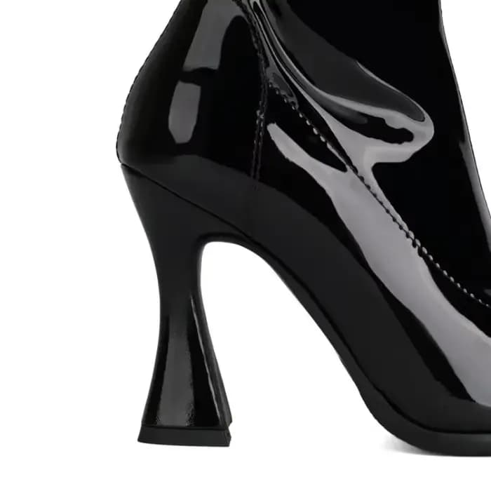 Bottes de moto en cuir noir élastique