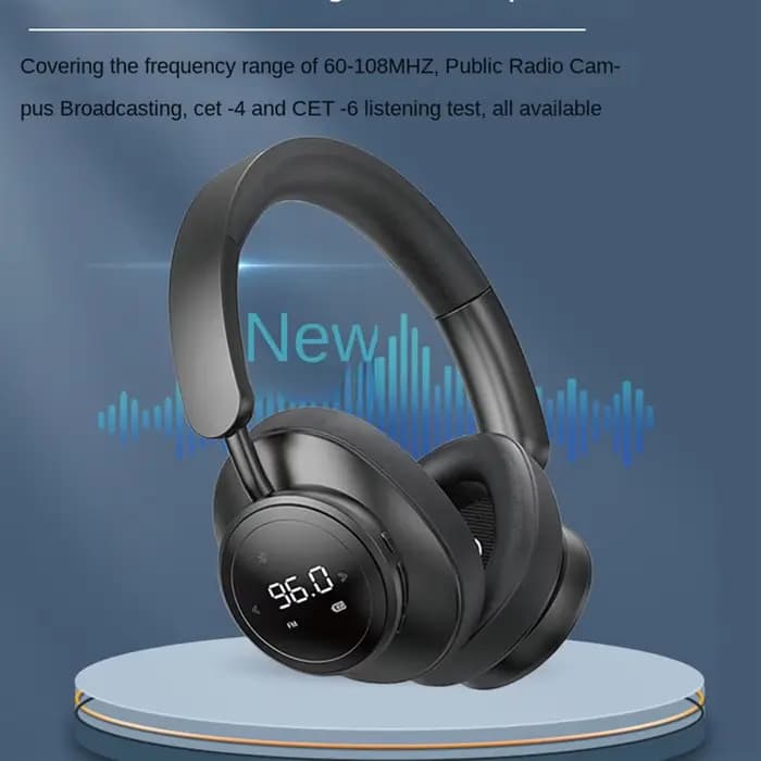 Casque d'écoute sans fil avec microphone, pliable, Bluetooth 5.3, écouteurs, support carte TF, radio FM, noir