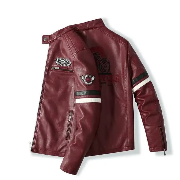 Blouson en cuir de course moto pour homme, blouson brodé assorti, blouson punk rock, pour hommes d'affaires automne et hiver