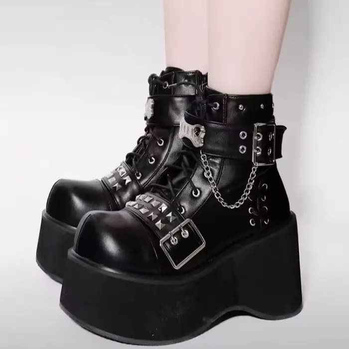 Bottes de moto en cuir à plateforme confortable pour femmes