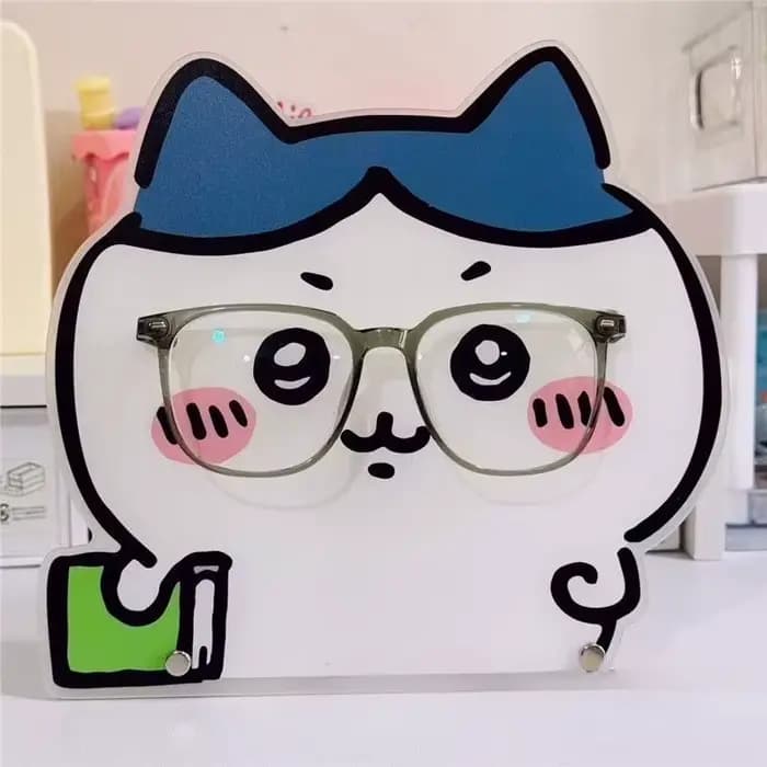 Support à lunettes Kawaii Chiikawa en matériau lisse, organisateur de bureau créatif et pratique, décoration pour la maison et le bureau, utilisation quotidienne exquise