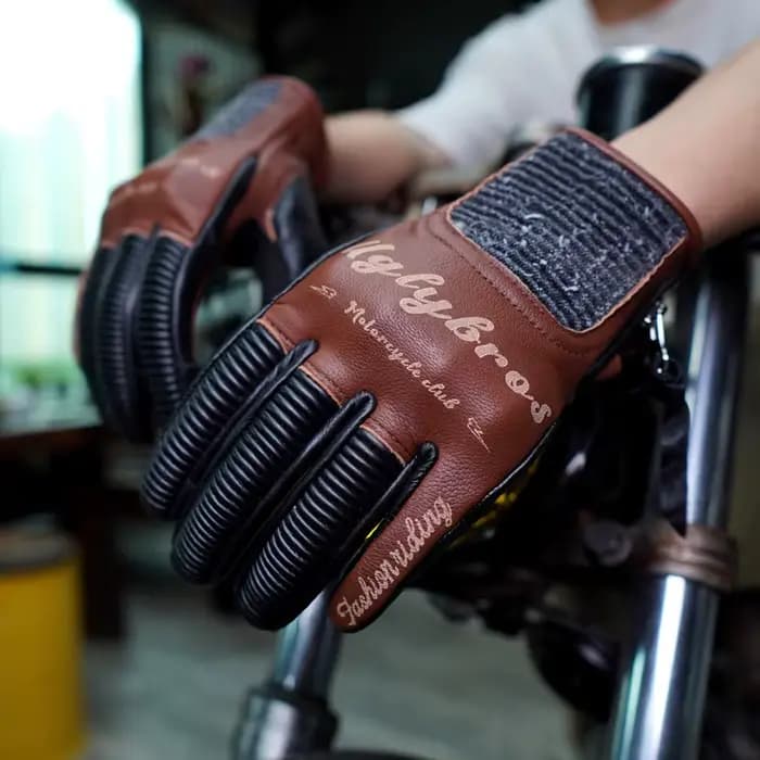 UGLYBROS gants de moto en cuir doigt complet pour hommes femmes