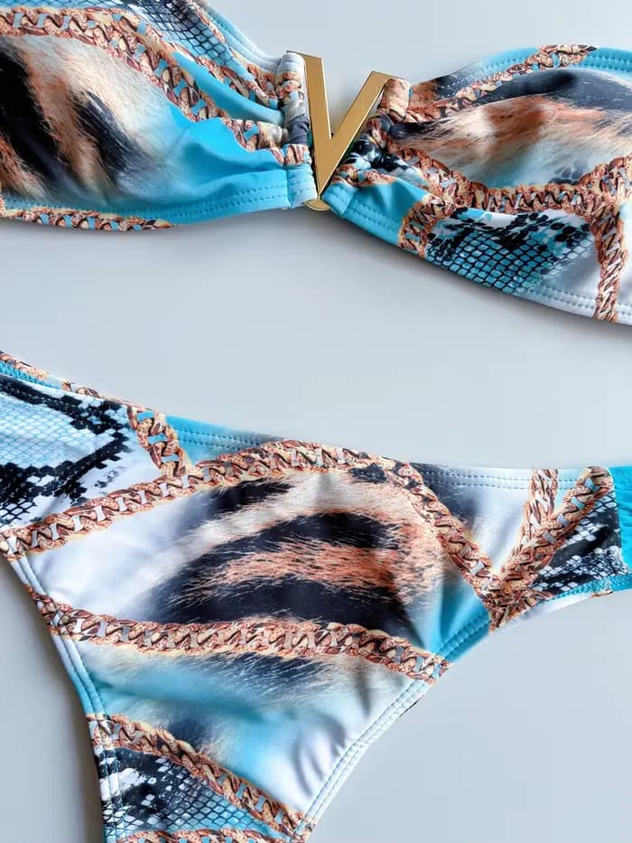 Maillot de bain femme imprimé sexy, ensemble bikini patchwork, tenue de plage d'été, maillot de bain sans bretelles, deux pièces, collection 2026