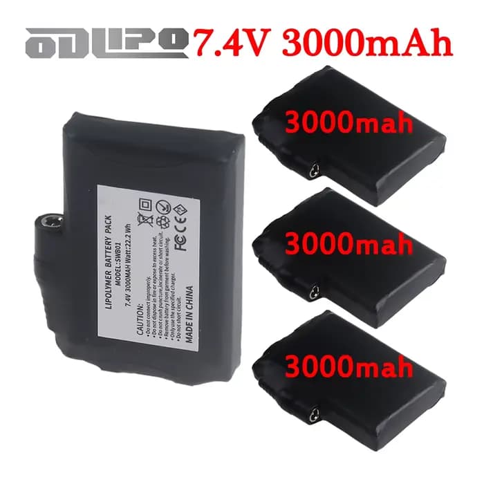 Batterie de rechange pour gants chauffants 7.4V 3000mAh 2S Lithium Polymère pour gilet chauffant