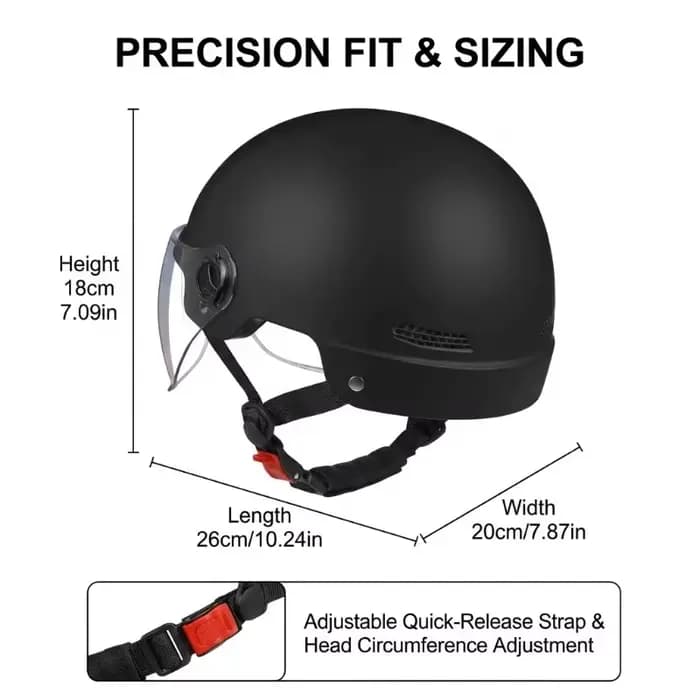 Casque demi-coque certifié 3C avec lunettes de protection pour hommes et femmes adultes