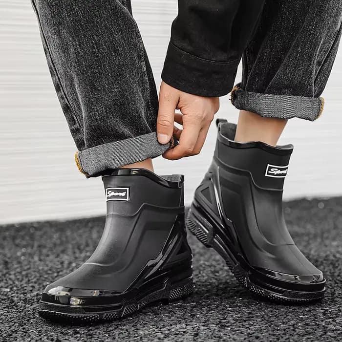 Bottes de pluie courtes à enfiler pour homme, imperméables, antidérapantes, en caoutchouc durable, pour les jours de pluie, les voyages, les activités quotidiennes en plein air