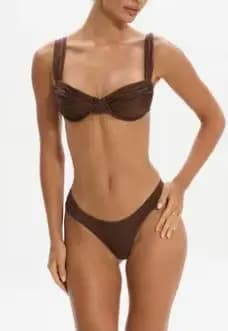 Maillot de bain 2 pièces pour femmes, ensemble bikini d'été uni, soutien-gorge sans manches et slip taille basse, maillots de bain tendance, ensembles de bikinis push-up