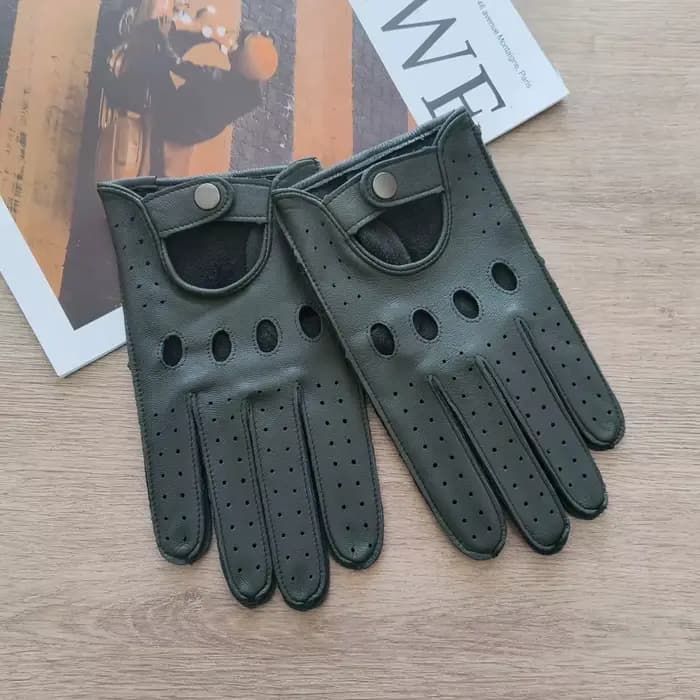 Nouveaux gants en cuir pour hommes mince sans lignes creux respirant protection solaire en plein air équitation et