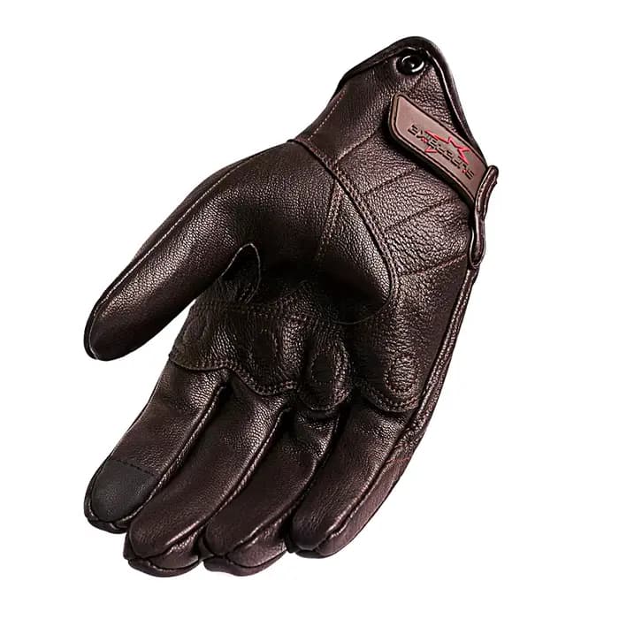 Gants de moto tactiles en cuir marron pour hommes