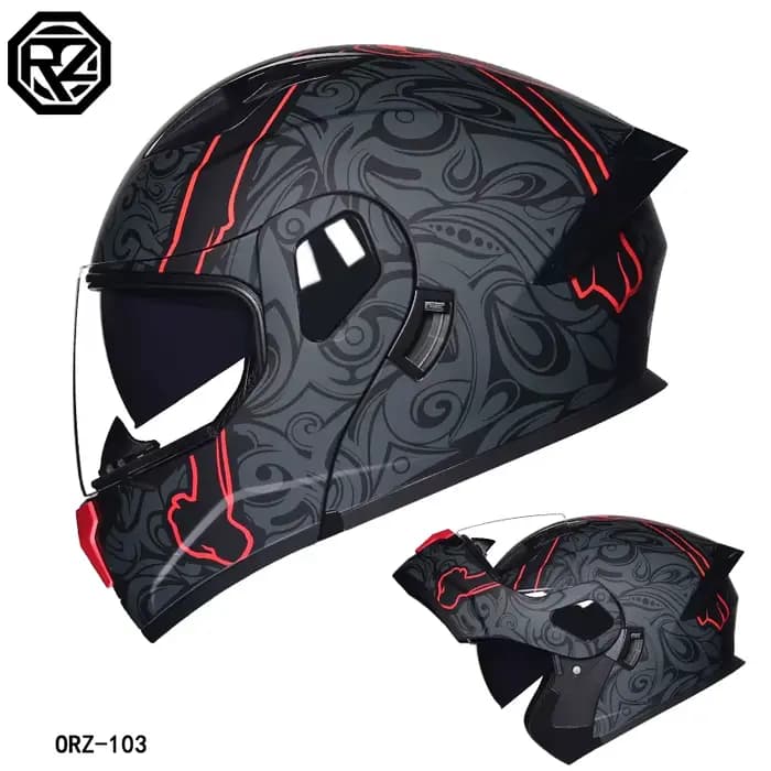 103-Casque de moto avec visage exposé