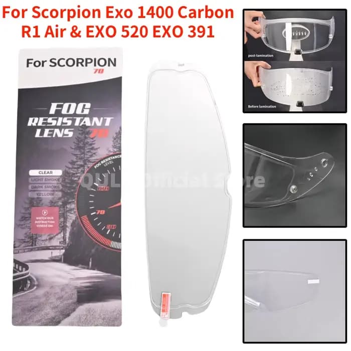 Film Anti-buée pour visière de casque de moto Scorpion exo 1400 Carbon