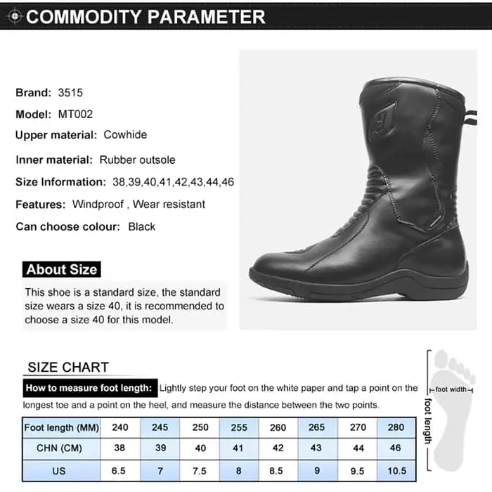 Bottes d'équitation de moto longues imperméables