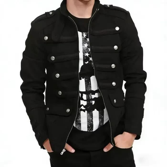 Veste pour homme, style gothique, steampunk, militaire, uniforme de parade, manteau Harajuku unisexe, noir, vintage, streetwear, coupe slim, tendance décontractée