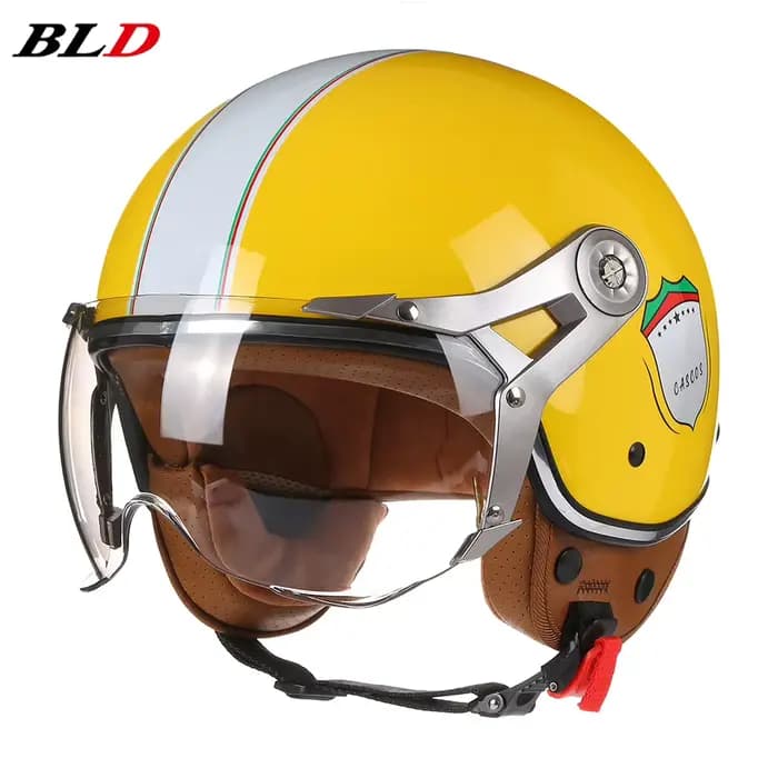Casque de Moto Vintage BLD Jet avec visière