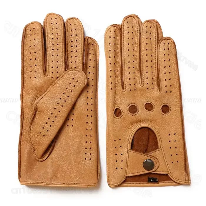 Gants de printemps en cuir véritable pour hommes