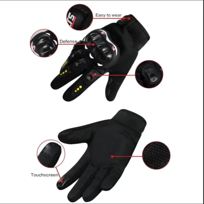 Gants de moto de protection des doigts complets