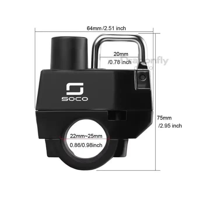 Verrou de casque antivol pour Super Soco CPx CUmini CUx TC 50 TC Max Wanderer TCMax 2019 – 2022