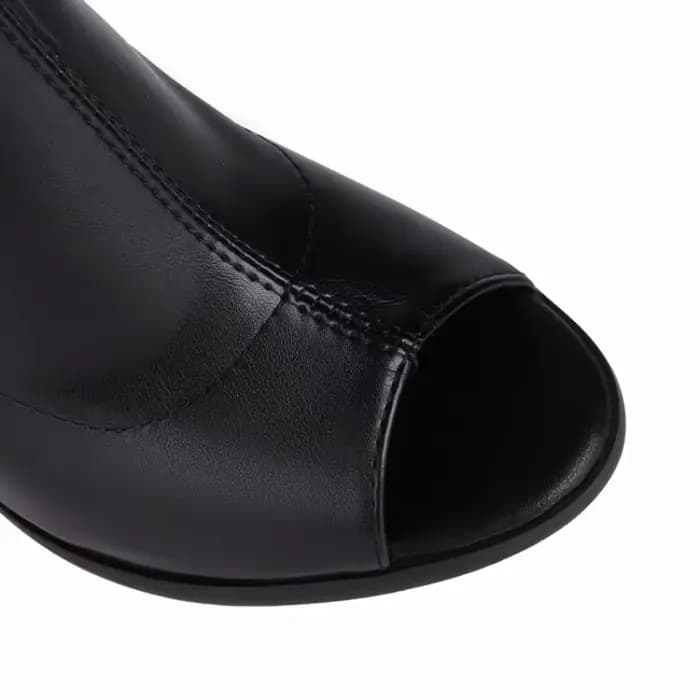 Bottes de moto en cuir noir élastique
