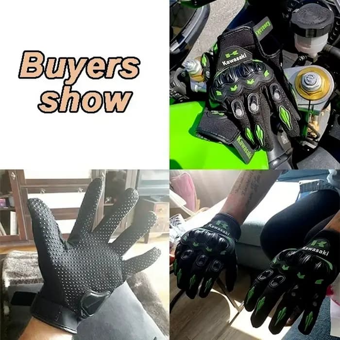 Kawasaki gants de moto cavalier anti-dérapant doigt complet course