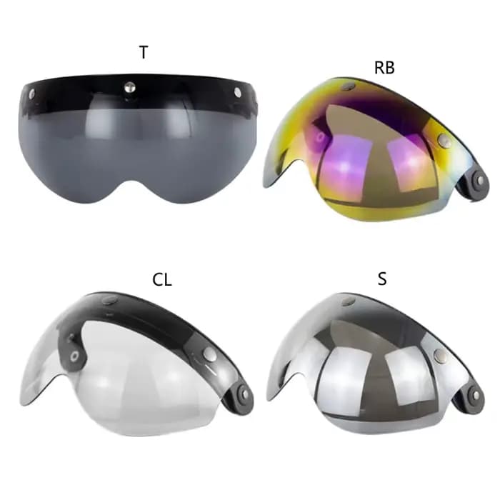 Bouclier de lentille de visière coupe-vent à 3 boutons-pression pour casques de moto rabattable face ouverte H9EE