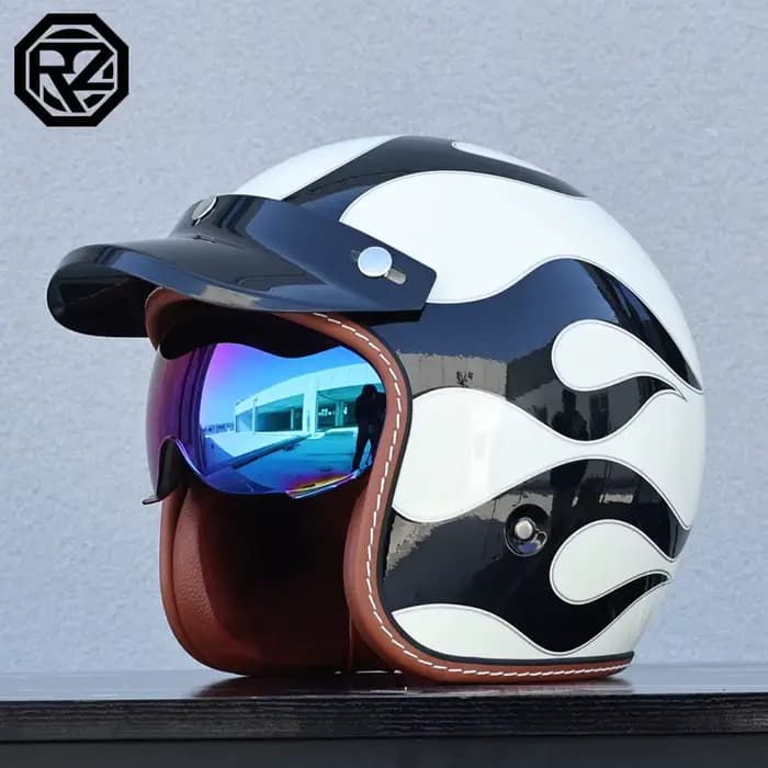 Casque de moto rétro trois-quarts